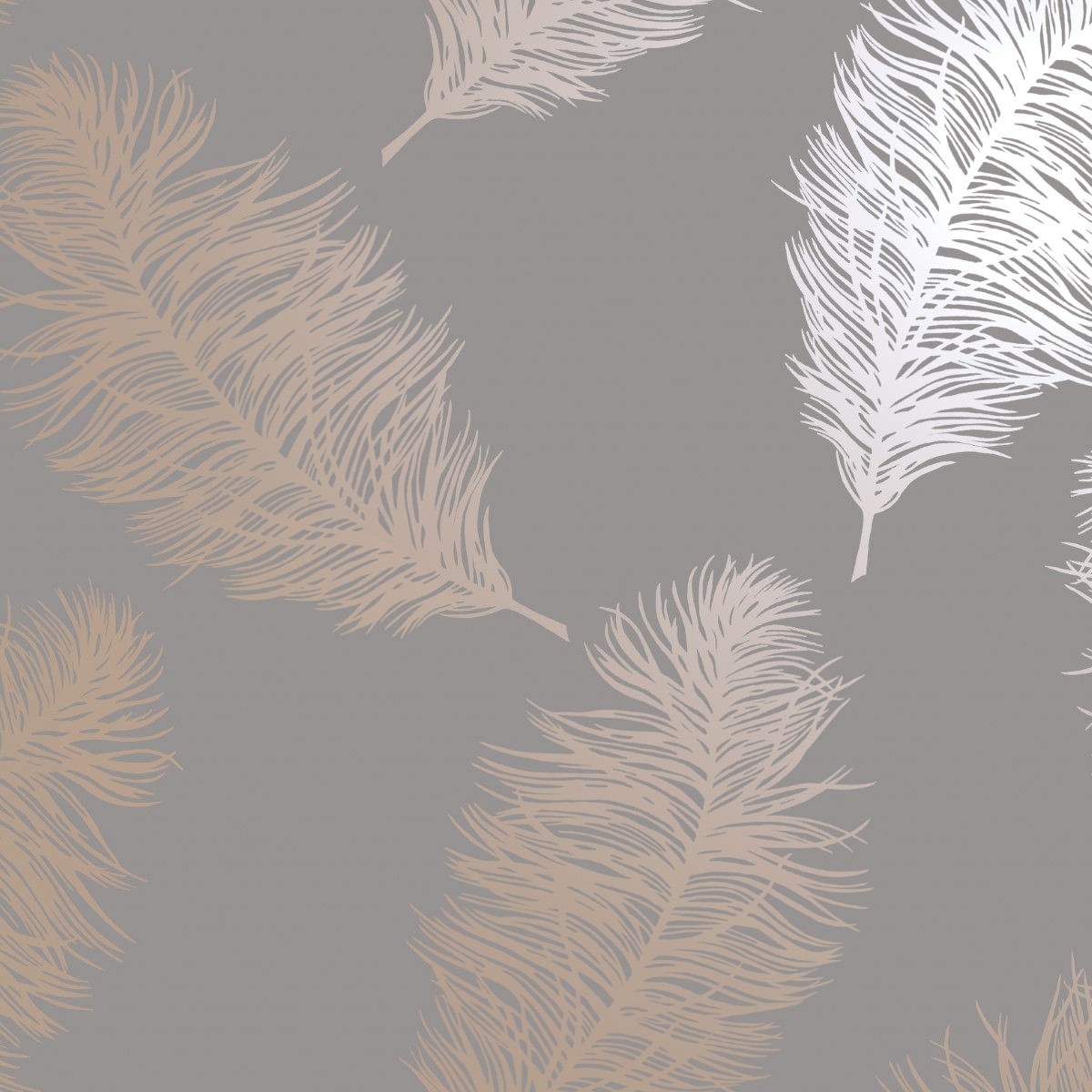 Holden Decor Fawning Feather Grey & Rose Gold Wallpaper 12629 IntuDIY Wallpaper & Paint