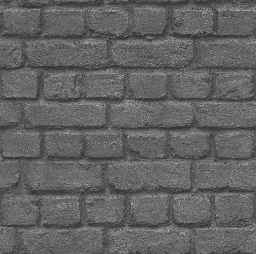 Rasch Brick Effect Black Wallpaper 226744 - Intu-DIY - Wallpaper & Paint