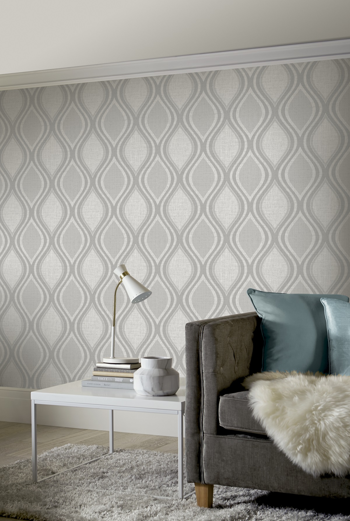 Arthouse Curve Geometric Grey Wallpaper IntuDIY Wallpaper & Paint