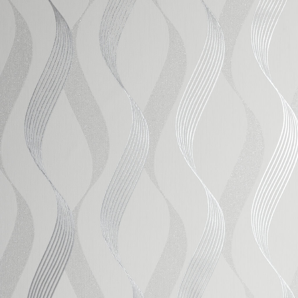 Arthouse Luxe Ribbon White / Silver Wallpaper 295502 - Intu-DIY