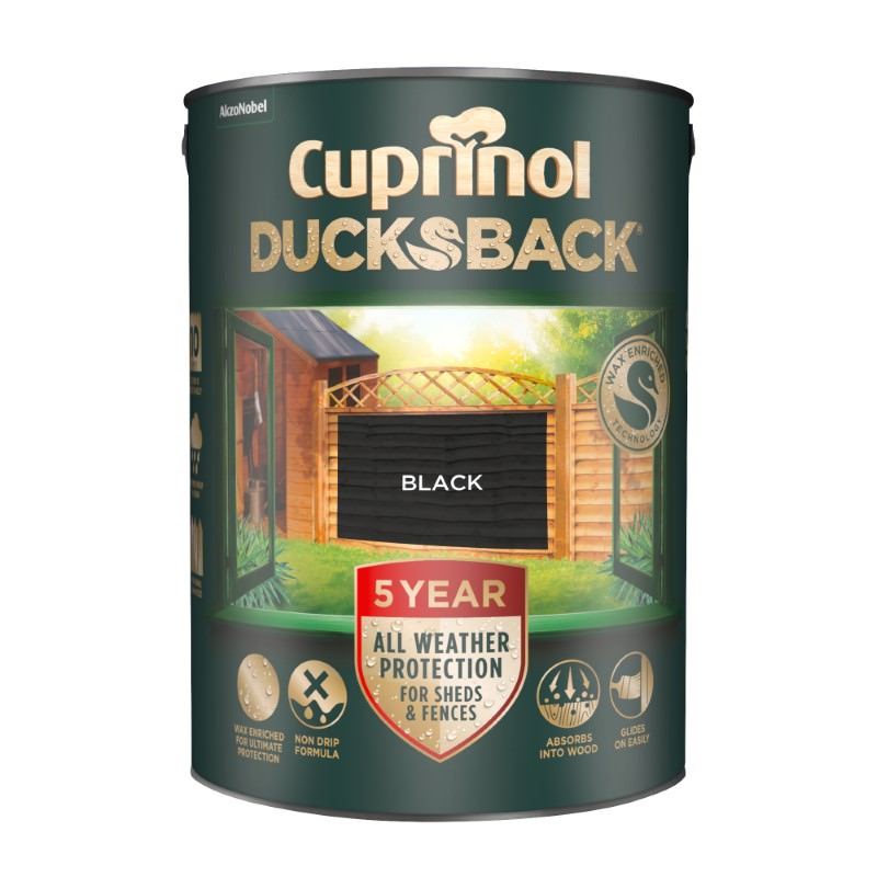 Cuprinol 5 Year Ducksback Shed & Fence Care 5L Black IntuDIY