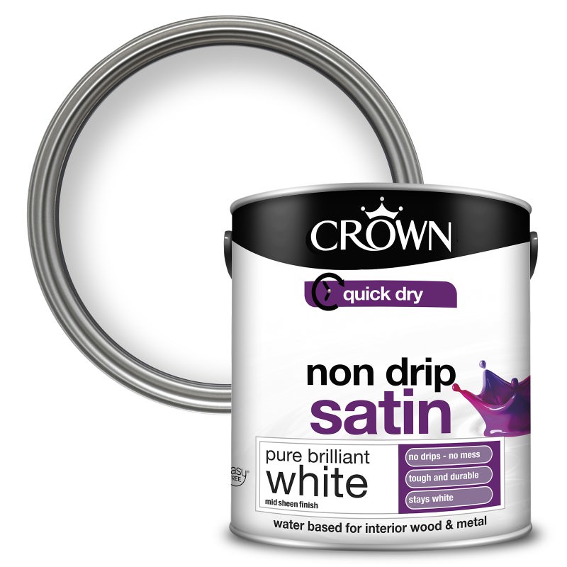 Crown 2.5L Non Drip Satin Pure Brilliant White - Intu-DIY - Wallpaper ...