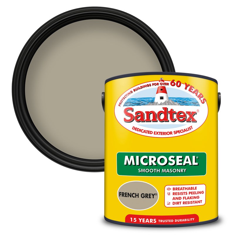 Sandtex 5L Ultra Smooth Masonry Paint French Grey IntuDIY