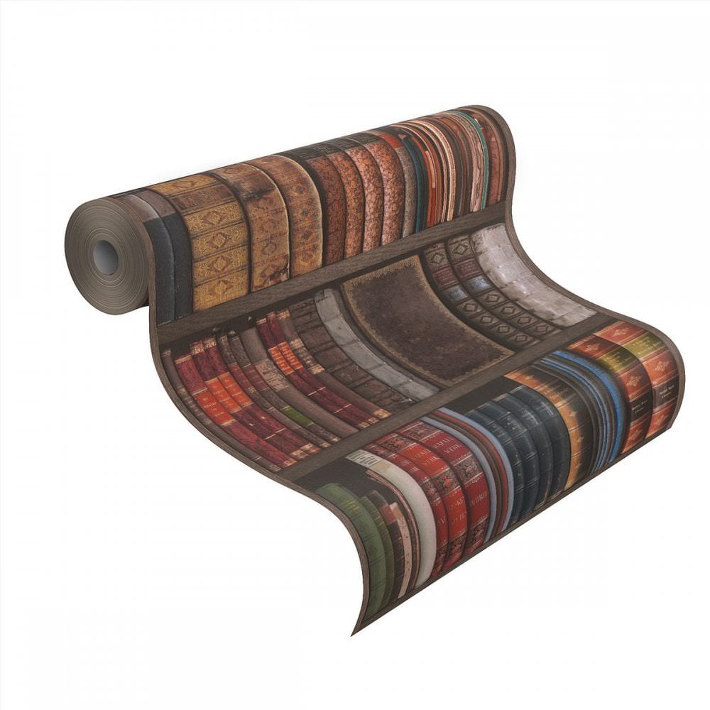 Rasch Luxury Library Bookshelf Multicoloured Wallpaper IntuDIY