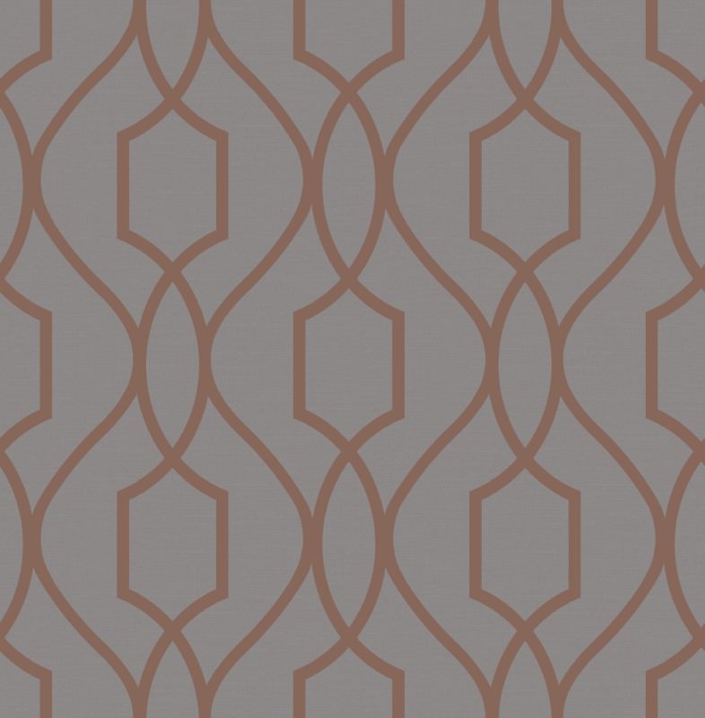 Fine Decor Apex Trellis Charcoal Grey & Copper Wallpaper FD41998 Intu