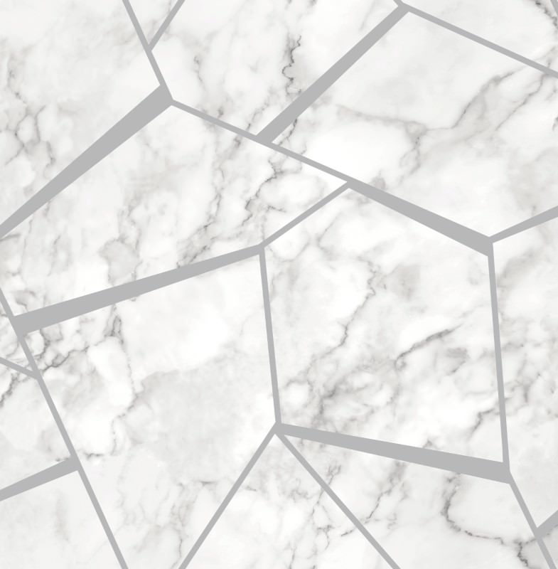 Fine Decor Fractal Metallic Marble Silver Wallpaper FD42263 IntuDIY