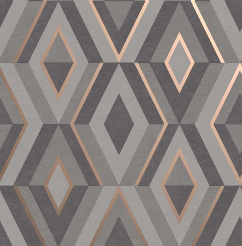 Fine Decor Shard Geo Charcoal & Rose Gold Wallpaper FD42607 IntuDIY