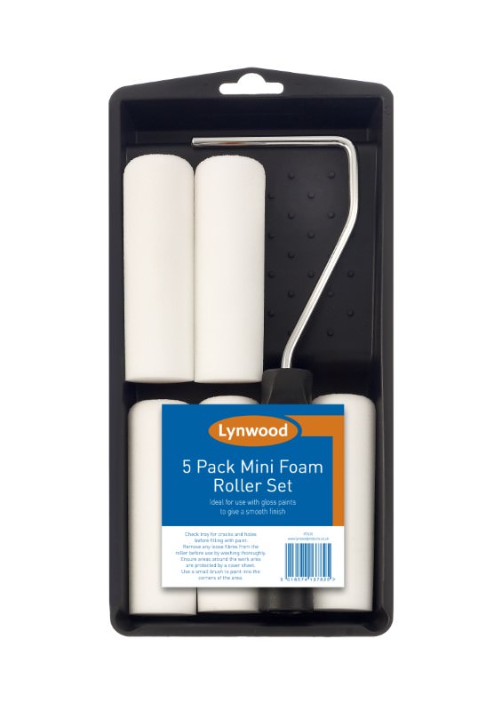 Intufoam Lynwood 4 inch 5 Pack Mini Gloss Foam Roller Tray Set - Intu-DIY ...