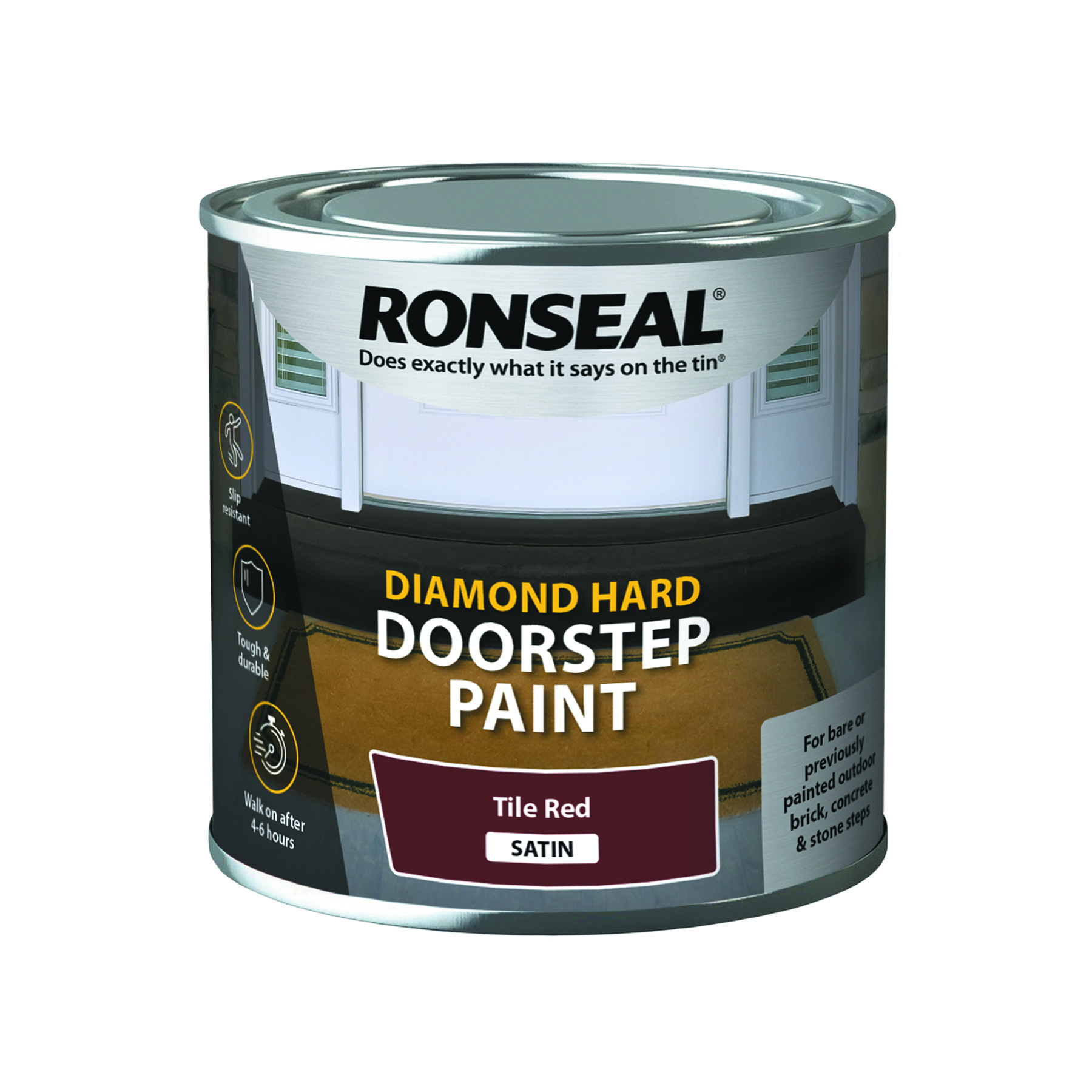 Ronseal Diamond Hard Doorstep Paint Hard Wearing Tile Red 250ml Intu