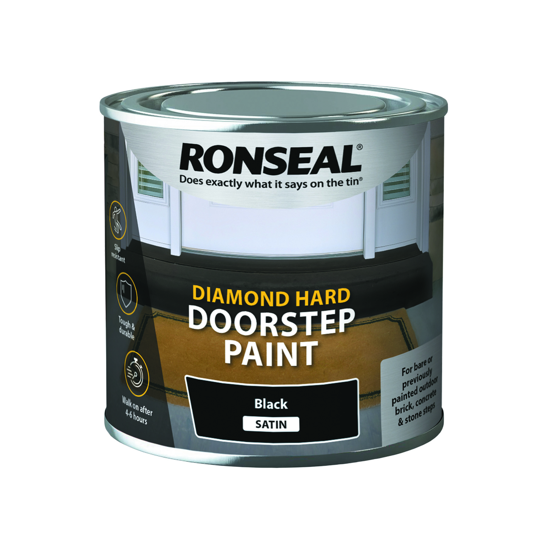 Ronseal Diamond Hard Doorstep Paint Hard Wearing Black 250ml IntuDIY
