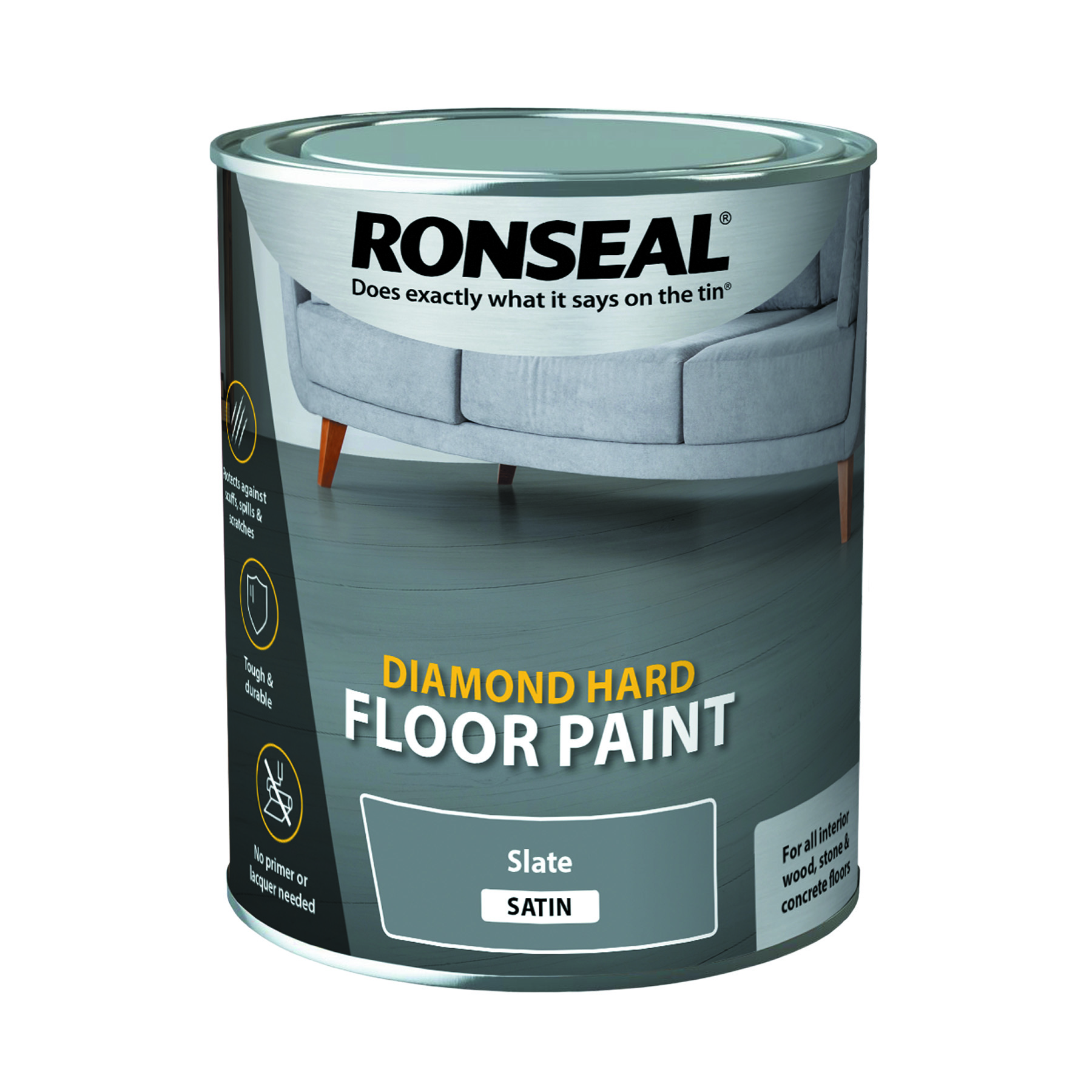 Ronseal Diamond Hard Floor Paint Satin 750ml Slate IntuDIY Wallpaper & Paint