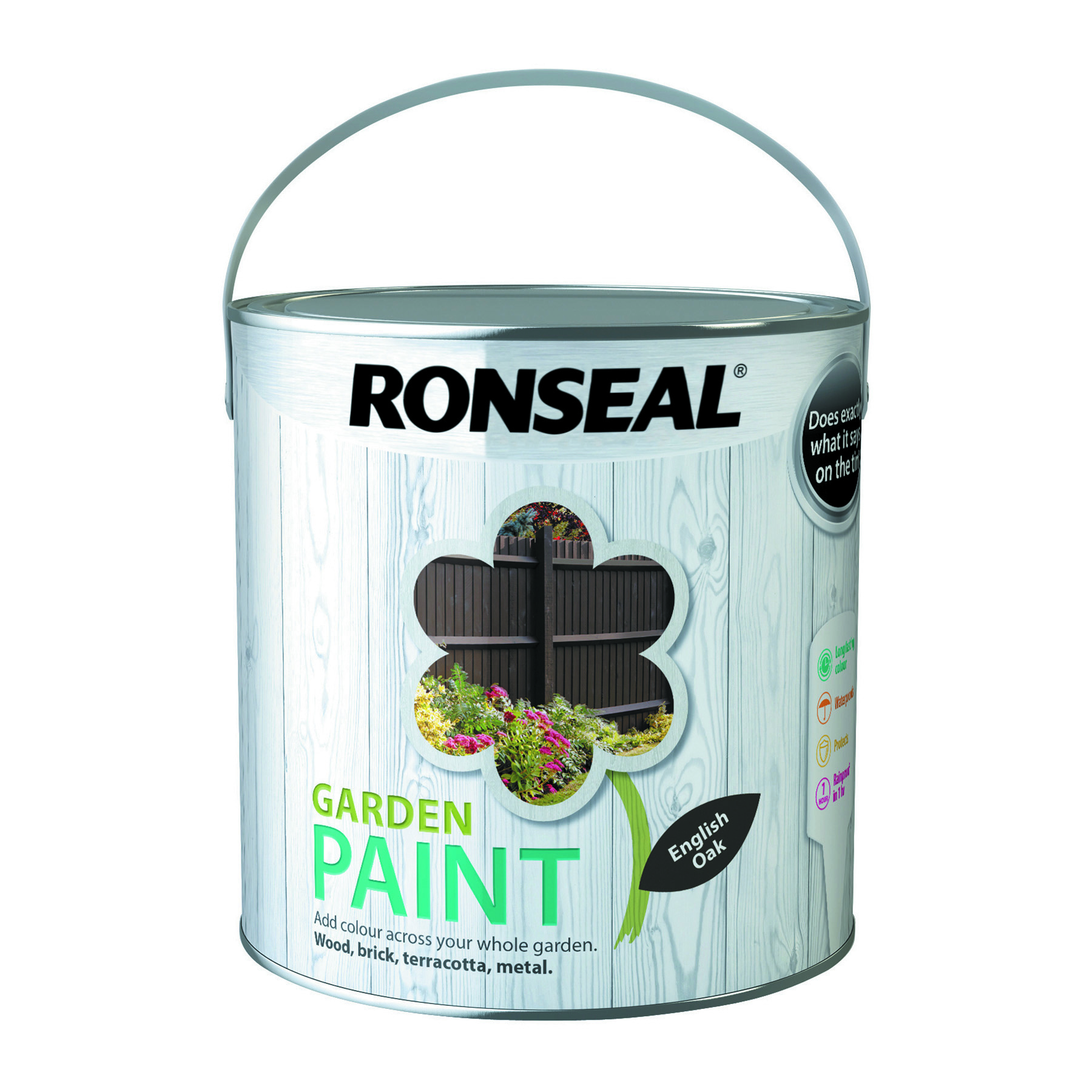 Ronseal Outdoor Garden Paint 2.5L English Oak IntuDIY Wallpaper & Paint