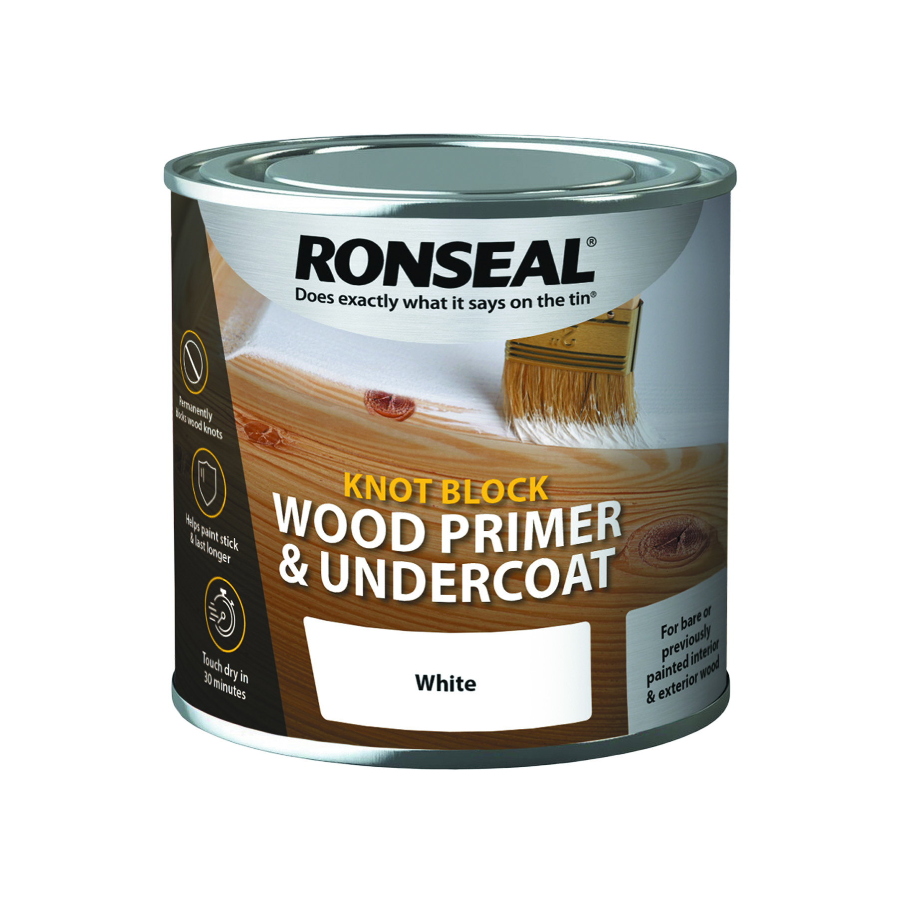 Ronseal Knot Block Wood Primer and Undercoat White 250ml IntuDIY