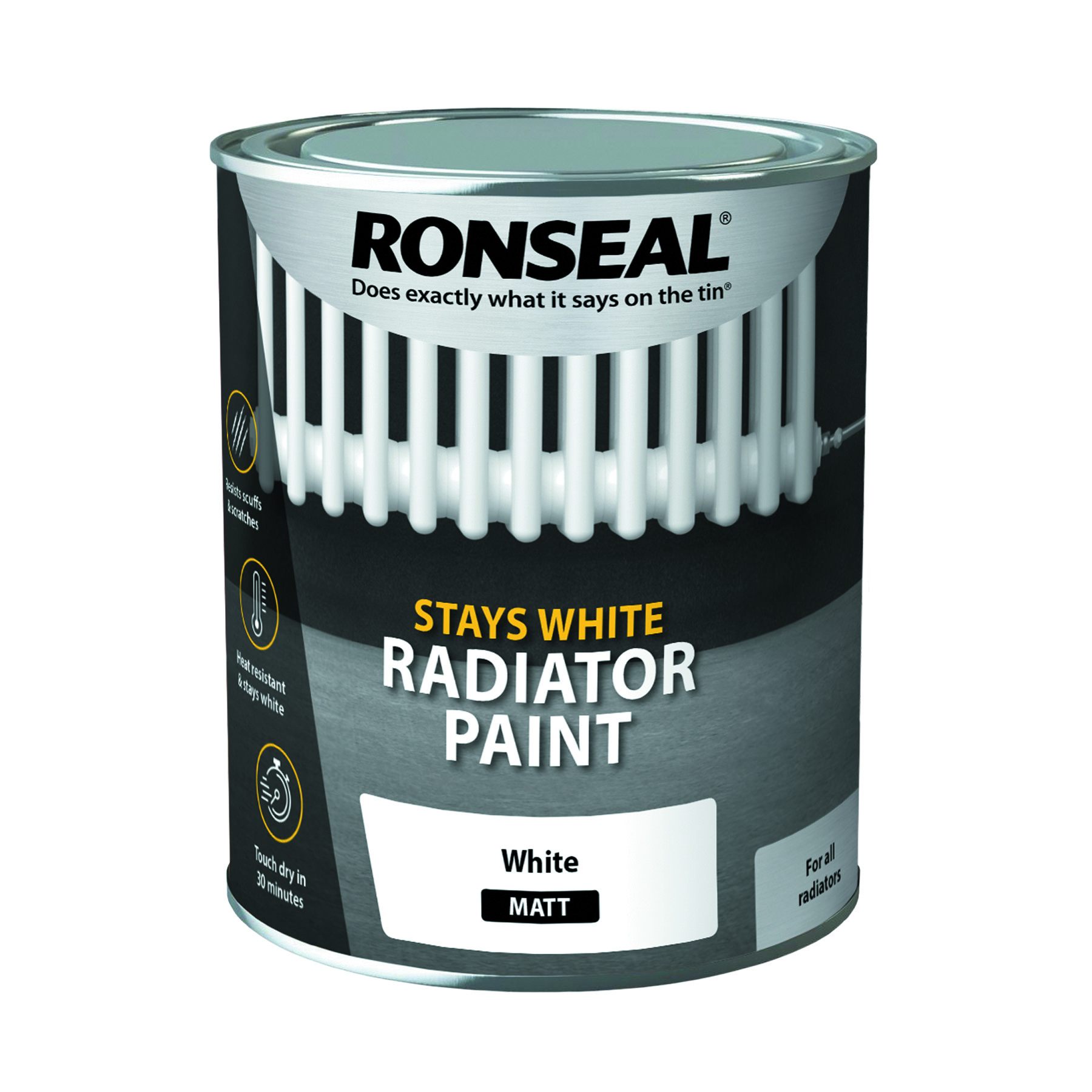 Ronseal Stays White Radiator Paint White Matt 750ml - Intu-DIY ...