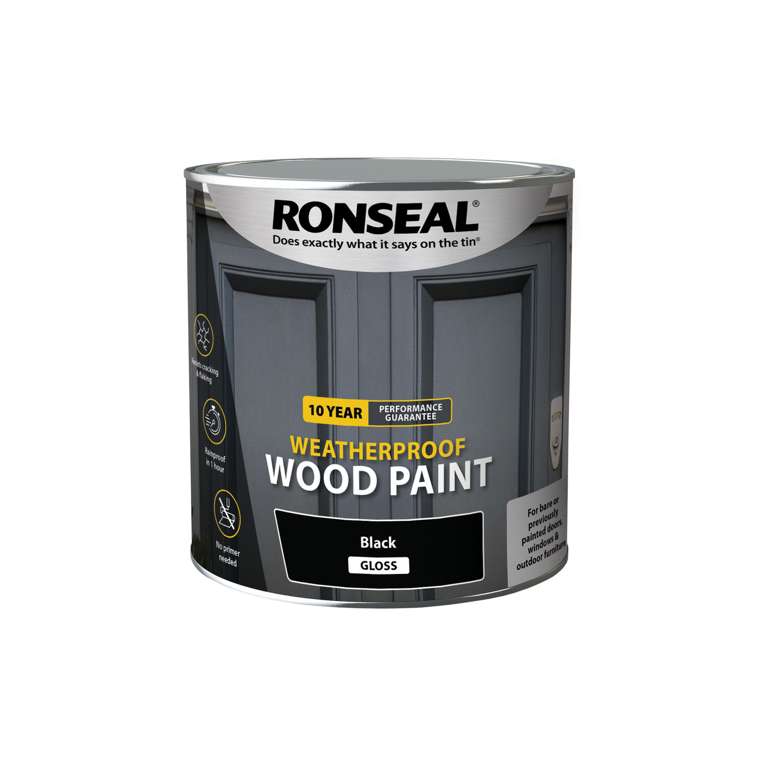 Ronseal 10 Year Weatherproof Wood Paint Gloss 2.5L Black IntuDIY