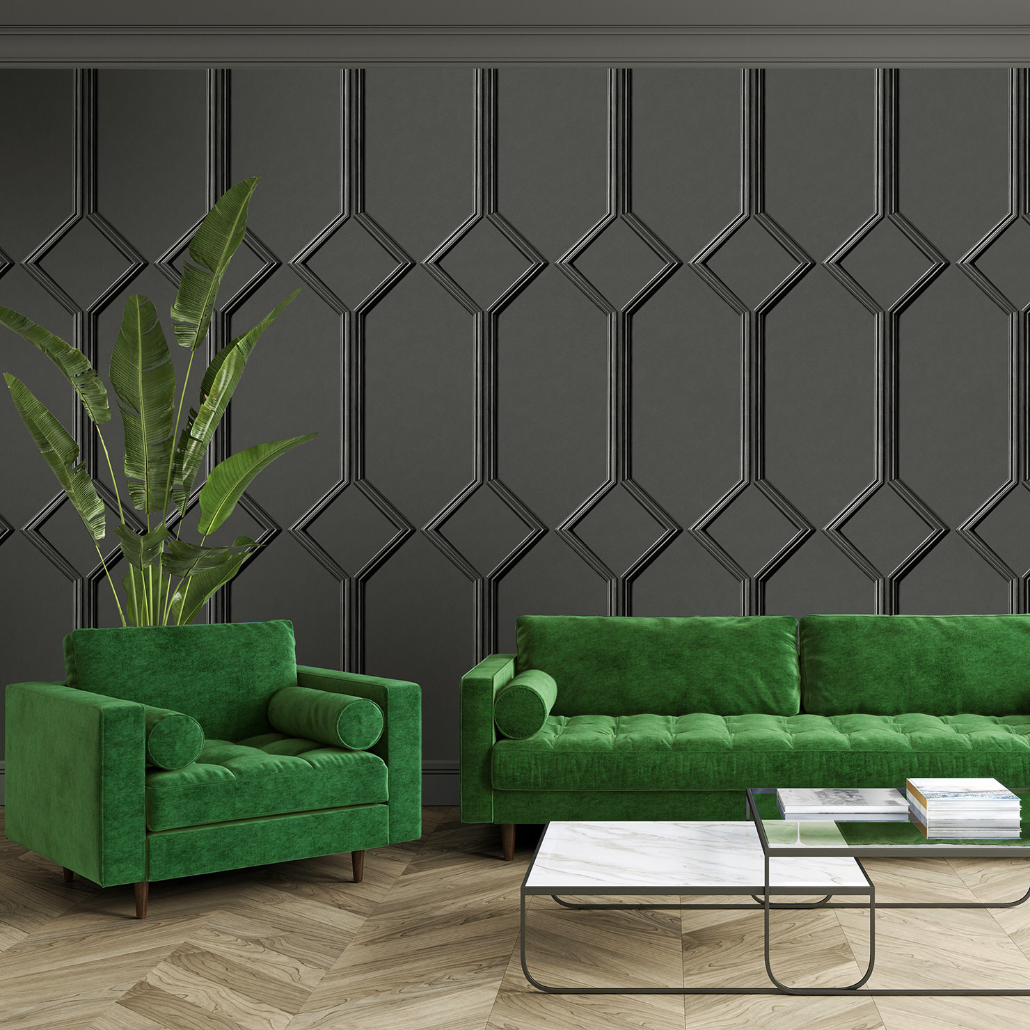 Belgravia Azzura Panel Charcoal Wallpaper Grey 9500 IntuDIY